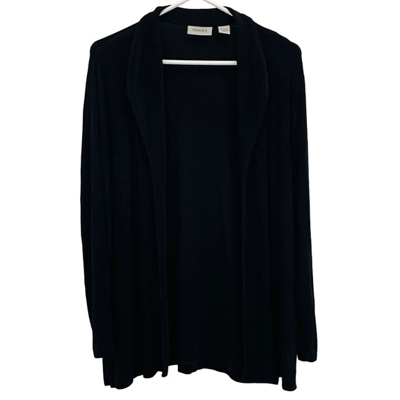 Womens‎ Chico's Travelers 1 US M Open Cardigan Jacket Slinky Black Long Sleeve - Picture 1 of 4